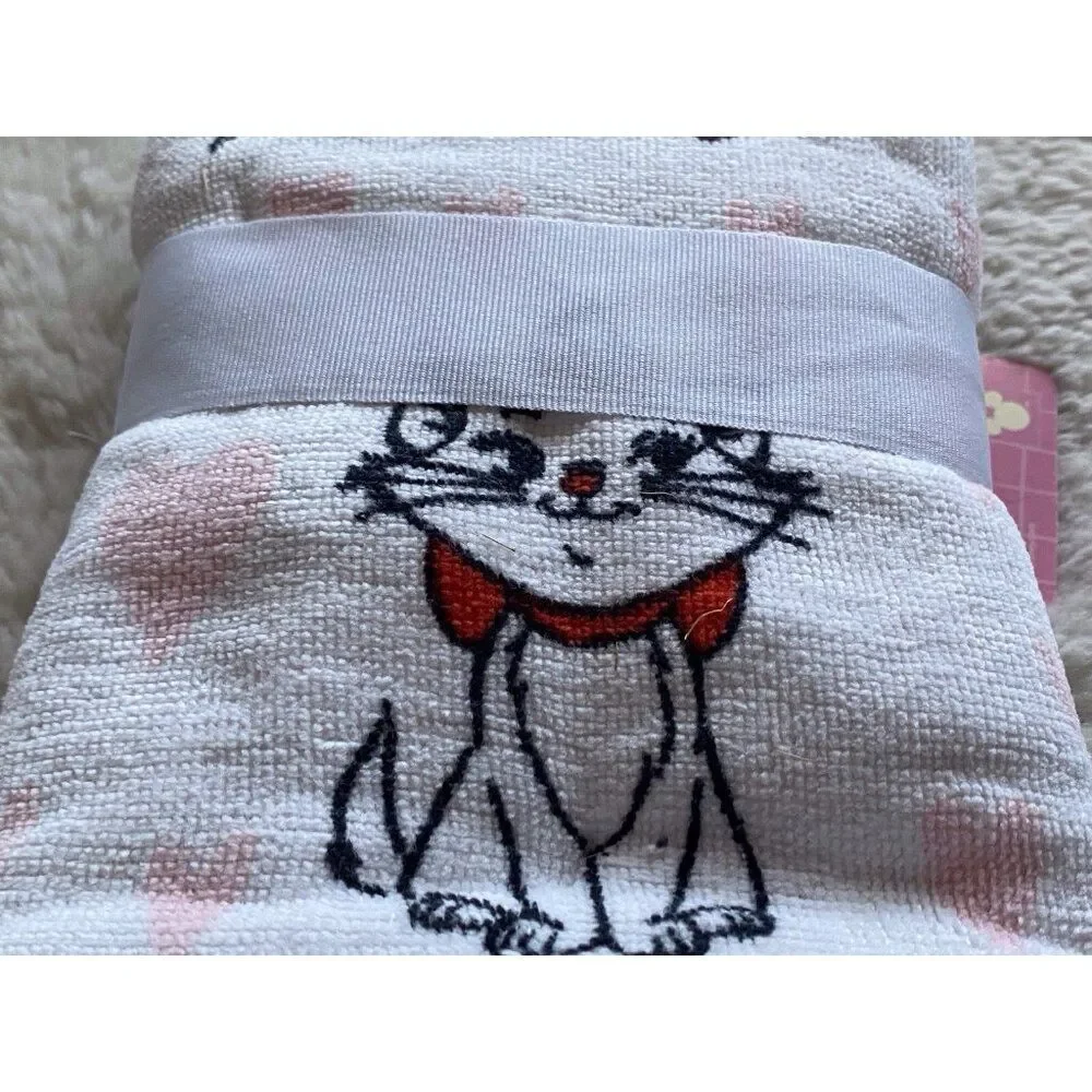2 Pack Disney The Aristocats MARIE Valentines Hearts‎ Bath Hand Towels 16 X 26”